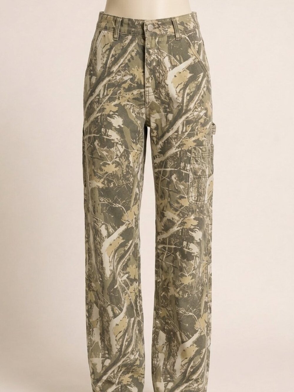 PinkyMoor Camo Denim Trousers Size S Stretch Straight Leg Casual Pants